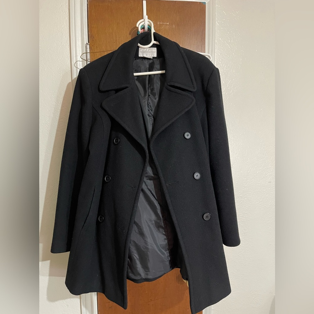 Black wool peacoat